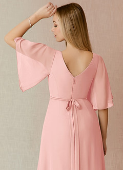 Azazie Cierra Bridesmaid Dresses Rosette A-Line V-Neck Chiffon Dress image8
