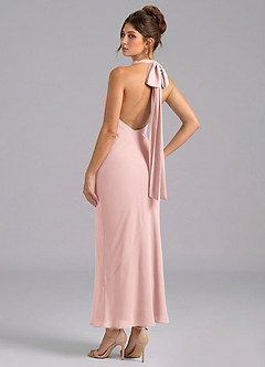 Azazie Velli Robes à essayer chez vous Robe Sirène en Mousseline de soie Col haut Rose Poussiéreuse image6