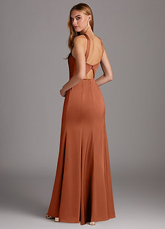 Azazie Elana Final Sale Agave Mermaid Side Slit Stretch Satin Dress image2