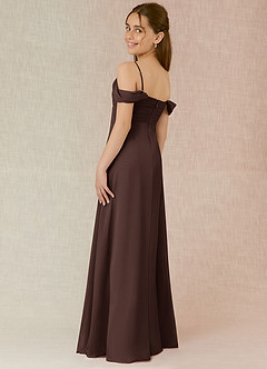 Azazie Kaitlynn Junior Ganache A-Line Off the Shoulder Chiffon Dress image5