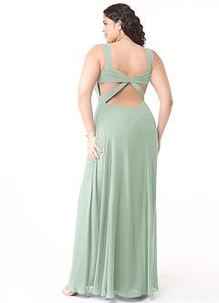 Azazie Nahrin Final Sale Agave A-Line V-Neck Pleated Chiffon Dress image10