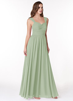 Azazie Zapheira Bridesmaid Dresses Dusty Sage A-Line Ruched Chiffon Dress image4