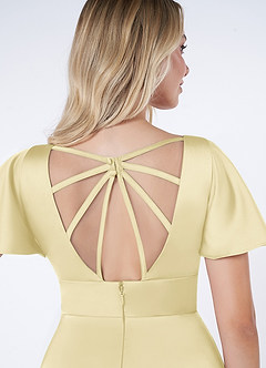 Azazie Lani Brudtärnklänningar Klä av A-Linje i Stretch Satin Volangärm Citronsorbet image3