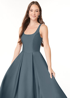 Azazie Neve Robes de demoiselle d'honneur Robe Princesse en Satin extensible avec poches Violet Crépusculaire image5