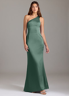 Azazie Arleth Jurken voor bruidsmeisjes Jurk van Stretch Satijn met A-Lijn One-Shoulder Eucalyptus image1