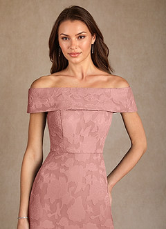 Azazie Medford Mother of the Bride Dresses Rosette A-Line Off the Shoulder Floral Burnout Dress image6