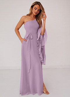 Barbie ♥ Azazie Bridesmaid Dresses Wisteria A-Line Long Sleeve Chiffon Dress image4
