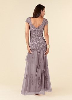 Azazie Romy Mother of the Bride Dresses Dusk Mermaid V-Neck Sequins Tulle Dress image4