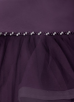 Azazie Sofia Flower Girl Dresses Plum A-Line Beaded Tulle Dress image4