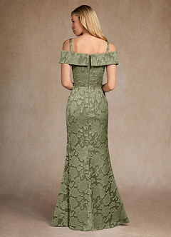 Azazie Canton Klänningar till brudens mor Klä Sjöjungfru i Blommig Utbrändhet Av axeln Pistasch image4