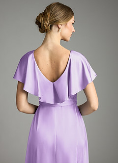 Azazie Lainey Vestidos de damas de honor Vestido de Lila de Satén Elástico de Corte en A con Con bolsillos image2