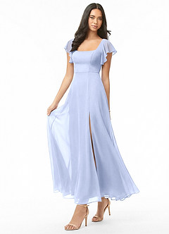 Azazie Bondi Bridesmaid Dresses Ice A-Line Ruched Chiffon Dress image3