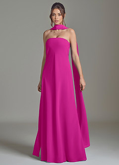 Azazie Ilana Bridesmaid Dresses Fuchsia A-Line Strapless Chiffon Dress image3