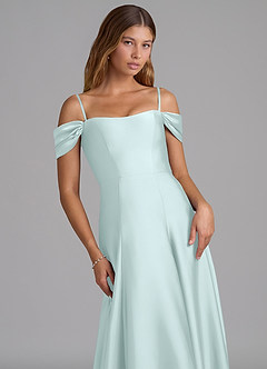 Azazie Seriana Suknie dla druhen Linia A Zza ramienia Satyna elastyczna Do ziemi Sukienka image2