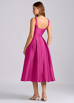 Azazie Amalie Bridesmaid Dresses Fuchsia A-Line Pleated Stretch Satin Dress image5
