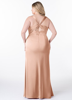 Azazie Mero Brudtärnklänningar Klänning av Tubklänning i Stretch Satin Plisserad Roséguld image7