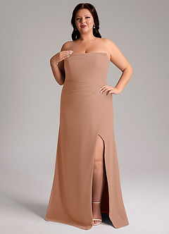 Azazie Leonis Abiti da Damigella Abito Convertibile Tubino in Chiffon Senza Cinturino Champagne Rosa image12