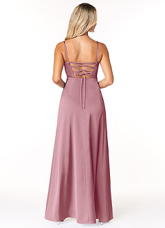 Azazie Marchella Bridesmaid Dresses Vintage Mauve A-Line Corset Stretch Satin Dress image2