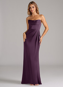 Azazie Johana Bridesmaid Dresses Plum Mermaid Off the Shoulder Stretch Satin Convertible Dress image5