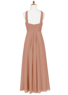 Azazie Anthea Junior Champagne Rose Pleated Chiffon Dress image7