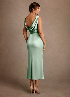 Azazie Mazhe Kleider für die Brautmutter A-Linie Plissee Stretch-Satin Kleid Agave image2