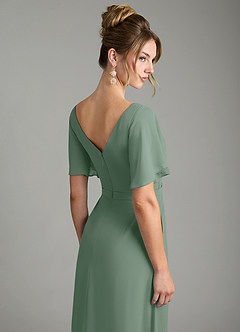 Azazie Ambrosia Bridesmaid Dresses Silver Sage A-Line Pleated Chiffon Dress image7