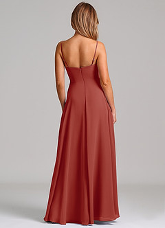 Azazie Elle Robes de demoiselle d'honneur Robe Trapèze en Mousseline de soie Plissée Terracotta image7