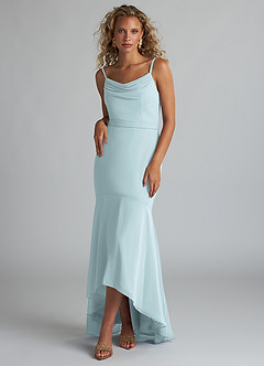 Azazie Summer Final Sale Mist Mermaid Scoop Cowl Chiffon Dress image1