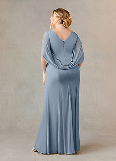 Azazie Belladonna Mère de la mariée Robes Robe Sirène en Maille Pliée à l'encolure Violet Crépusculaire image9