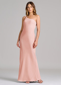 Azazie Monroe Brudtärnklänningar Klä av Tubklänning i Chiffong Ena axeln Rosett image3