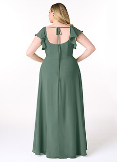 Azazie Bondi Bridesmaid Dresses Sea Moss A-Line Ruffled Chiffon Dress image8