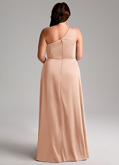 Azazie Brooke Brautjungfernkleider A-Linie One-Shoulder Stretch-Satin Kleid Roségold image9