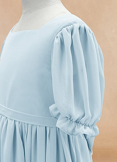 Azazie Joss Flower Girl Dresses Sky Blue A-Line with Sleeves Chiffon Dress image7