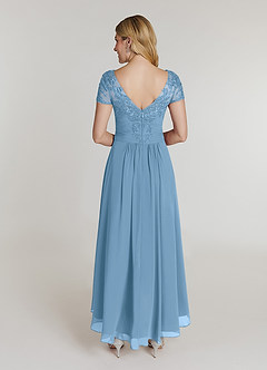 Azazie Thais Kleider für die Brautmutter A-Linie Spitze Chiffon Kleid Stahlblau image2