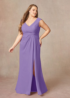 Azazie Sally Mother of the Bride Dresses Tahiti A-Line V-Neck Pleated Chiffon Dress image9