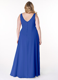 Azazie Kori Final Sale Royal Blue A-Line Pleated Chiffon Dress image7