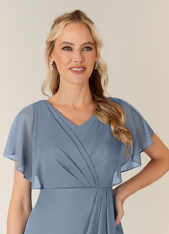 Azazie Waverly Mother of the Bride Dresses Twilight Sheath Pleated Mesh Dress image6