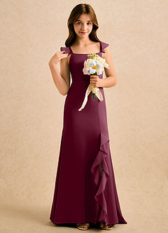Azazie Novalie Girls Formal Robe Demoiselle D'honneur Fillette Robe Sirène en Satin extensible Arc Mûre image5