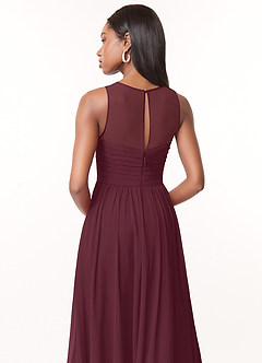Azazie Nina Bridesmaid Dresses Cabernet A-Line Pleated Chiffon Dress image3