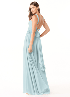 Azazie Dionne Robes de demoiselle d'honneur Robe Trapèze en Mousseline de soie Corset Brume image5