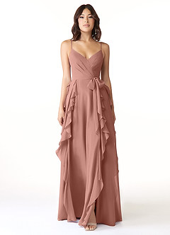 Azazie Peyton Bridesmaid Dresses Cedar Rose A-Line Ruched Chiffon Dress image5