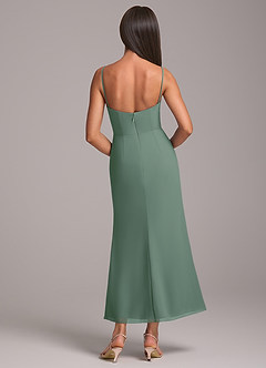 Azazie Saige Bridesmaid Dresses Eucalyptus Sheath Off the Shoulder Chiffon Convertible Dress image8