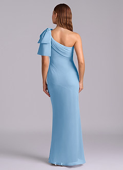 Azazie Yuanna Bridesmaid Dresses Powder Blue Mermaid One Shoulder Chiffon Dress image2