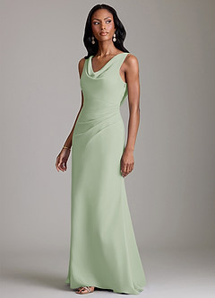 Azazie Linelle Bridesmaid Dresses Dusty Sage Mermaid Pleated Chiffon Dress image6