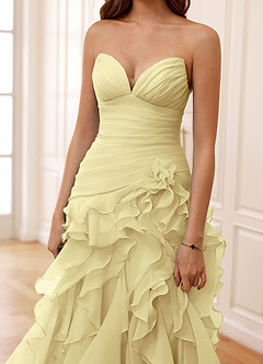 Christabelle Gelb Korsett-Strass-Abendkleid aus durchsichtiger Spitze image6