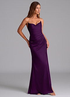 Azazie Claudelle Suknie dla druhen Syrena Bez ramiączek Satyna elastyczna Do ziemi Sukienka image4