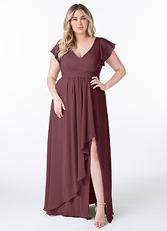 Azazie Omari Bridesmaid Dresses Sangria A-Line Chiffon Dress image7