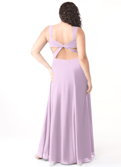 Azazie Nahrin Bridesmaid Dresses Frosted Lilac A-Line V-Neck Pleated Chiffon Dress image8