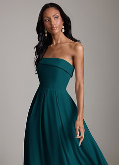 Azazie Lucienne Bridesmaid Dresses Pine A-Line Strapless Chiffon Convertible Dress image4
