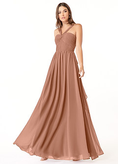 Azazie Dionne Bridesmaid Dresses Bronzer A-Line Corset Chiffon Dress image3